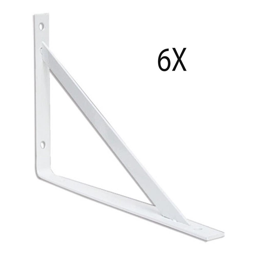 6x Suporte Mao Francesa Prateleira 25cm Parafusos Buchas Fl