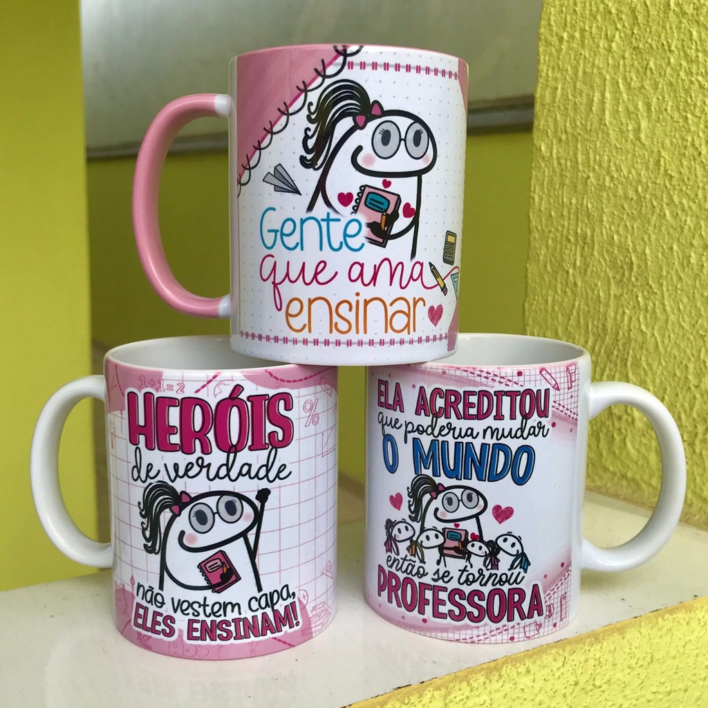 Caneca Professor - Linha Exclusiva Porcelana Importada (325 ML) Personalizada - (Escolha Arte e Frase e MONTAMOS PARA VOCÊ!!)