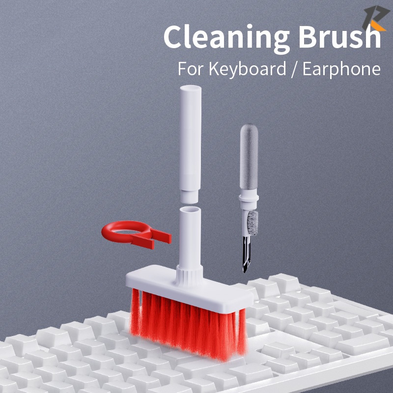 Keyboard Cleaner kit 5 in 1 Multi-Purpose Anti-Static Soft Cleaner Brush for Computer Cell Phone Earphone PC Laptop Keyboard Airpods Pro Camera Lens with Duster Keycap Puller White 