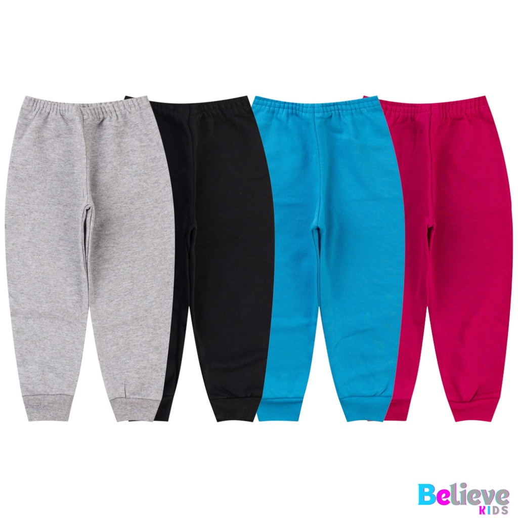 Kit Com 4 Calças Moletom Flanelada e com Punho Menino E Menina Infantil