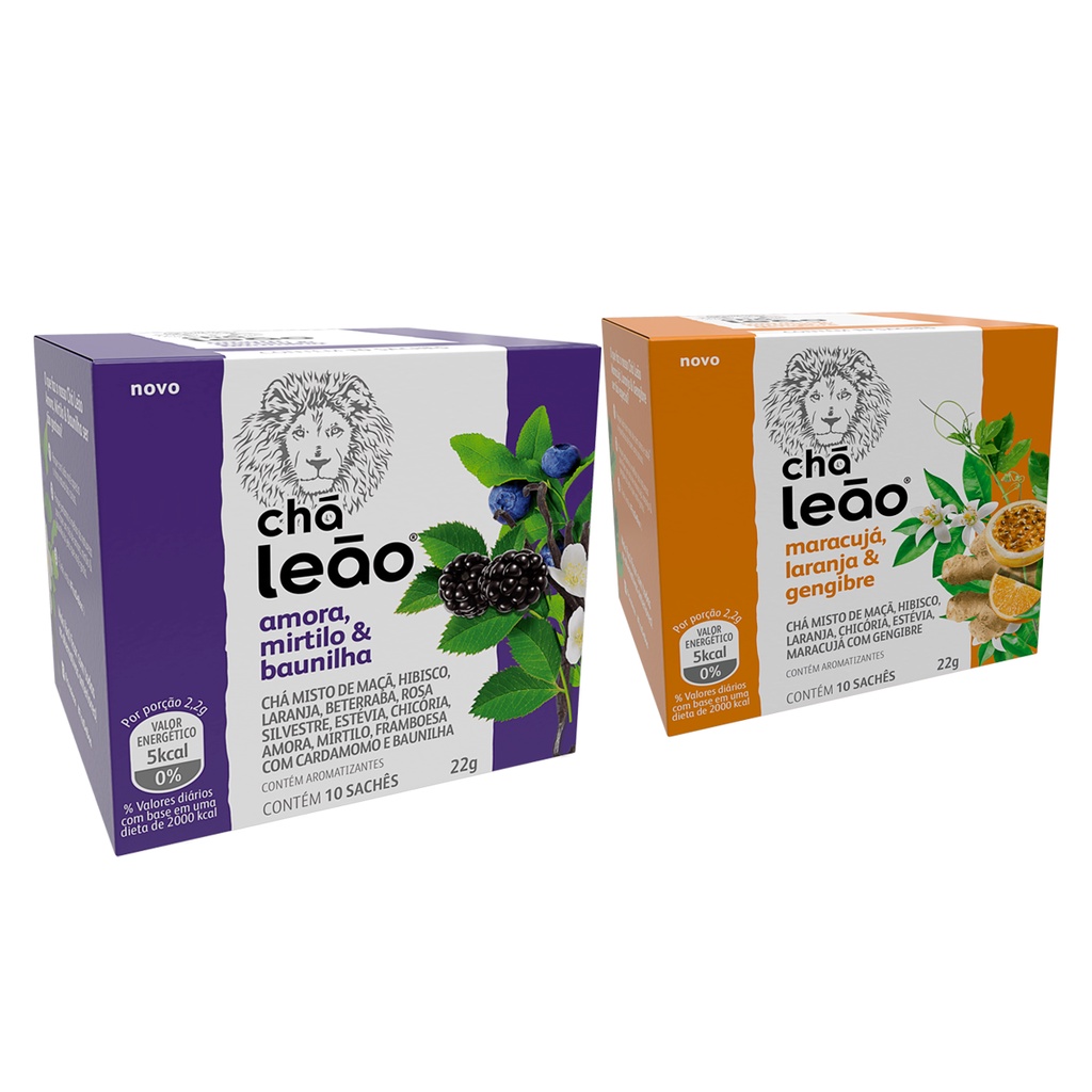 Kit Chá Leão Premium - Amora e Maracujá 2 Caixas 20 Sachês em Oferta na Shopee