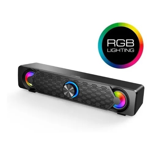 Caixa de som para Computador, Notebook e TV em formato soundbar, com Leds RGB - Goldenultra Gt-U250