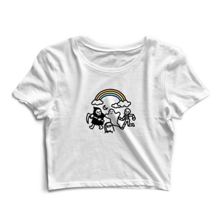 Blusa Cropped Blusinha Camiseta Feminina Caveiras Arco Íris