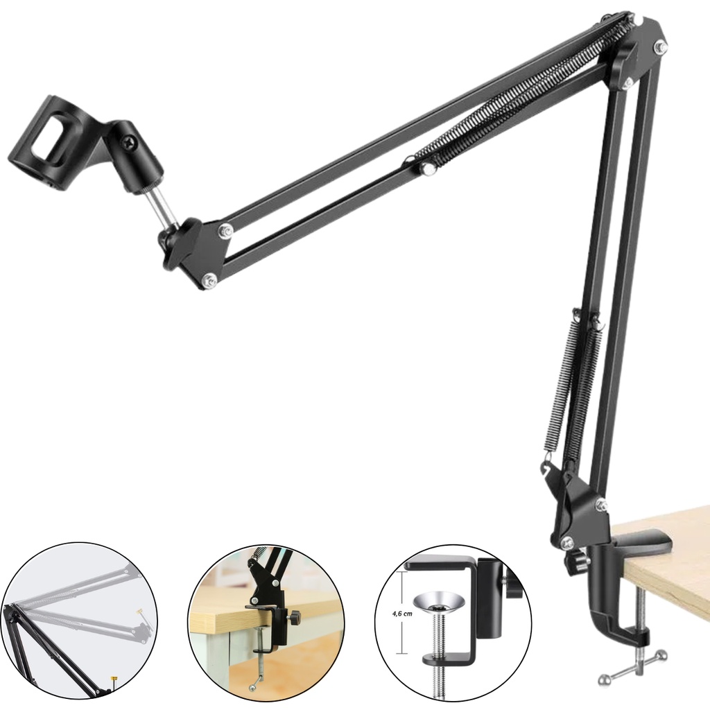 Suporte Articulado P/ Microfones Podcast Quadcast E Solocast