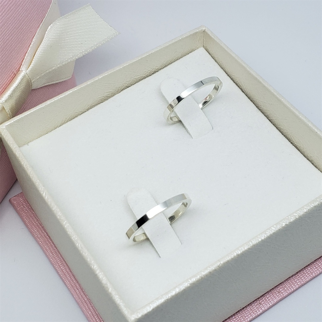 Par Aliança Namoro Reta 2mm Aço Inoxidável