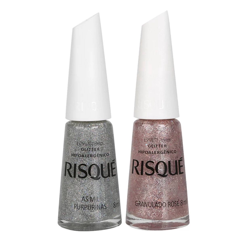 Kit Risqué Glitter 8mL As Mil Purpurinas + Granulado Rose em Oferta na Shopee