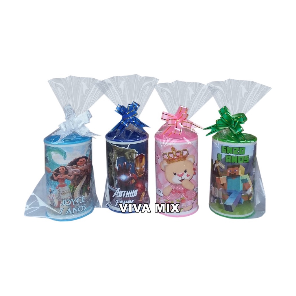 Kit C/ 20 Cofrinhos Personalizados Lembrancinha Personalizada C/ Embalagem (Temos Todos os Temas) em Oferta na Shopee