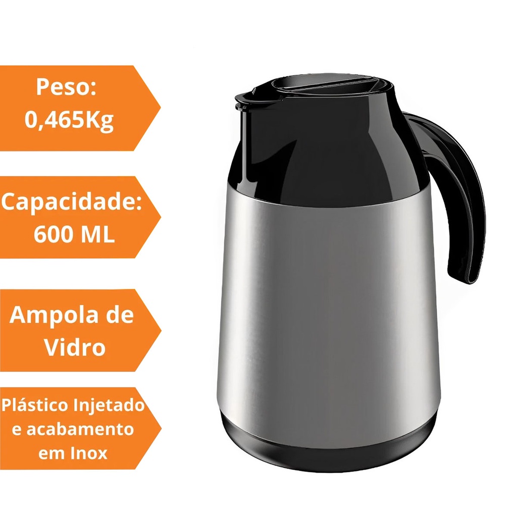 Garrafa Térmica Berlim Unitermi 600ml Inox Café Chá Tereré