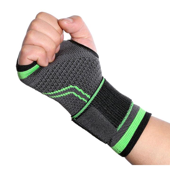 Munhequeira Esportiva Ajustável Verde Com Dedeira Bandagem Elástica Pulseira de Pulso Mão Tensor de Pulso -