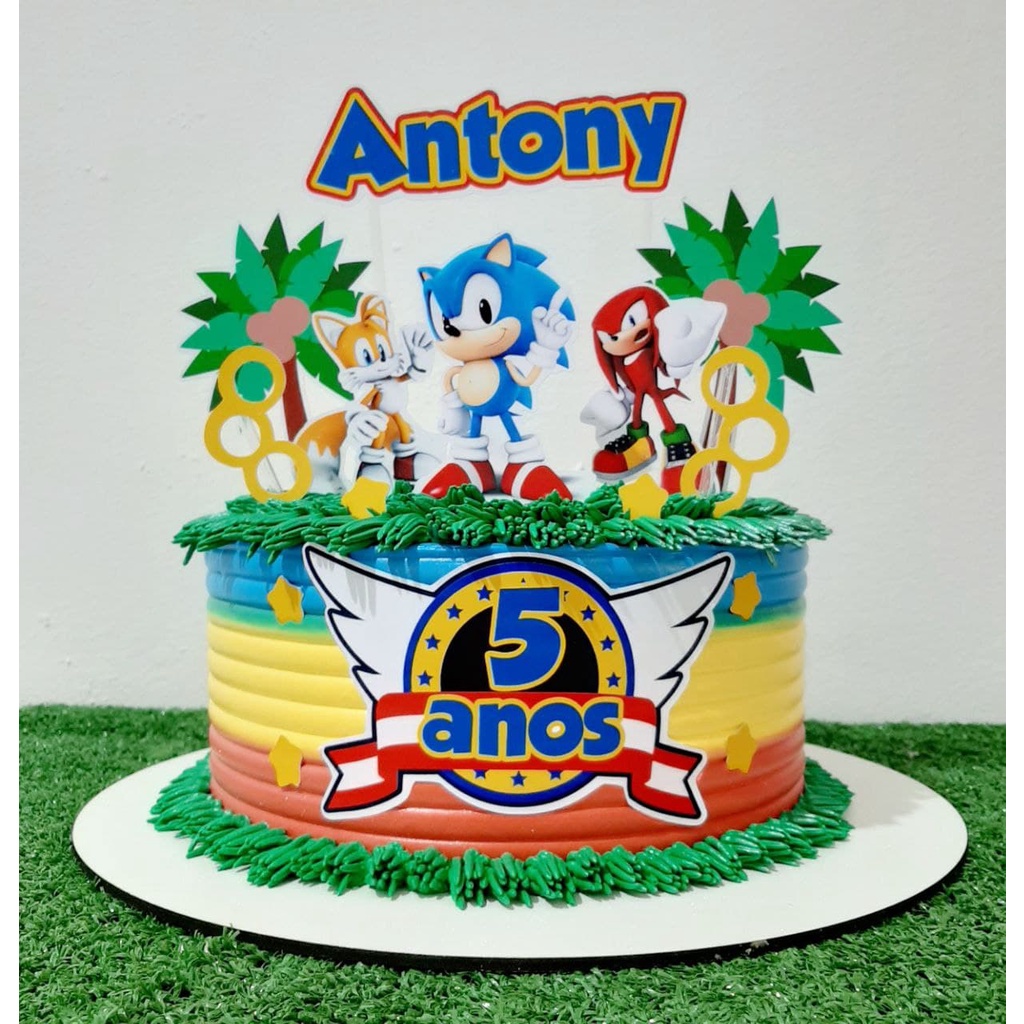 Topo de Bolo, Cupcake, Docinho,Tags, Aplique de Tubete e Adesivos Personalizado Sonic(LEIA A DESCRIÇÃO)