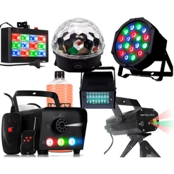 Kit Iluminação Para festa Balada Dj Máquina de Fumaça 600w Globo Magic Strobo Rgb Mini Projetor Laser