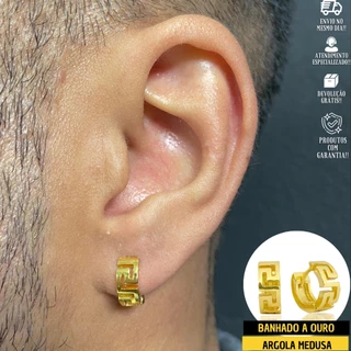 Brinco Masculino De Ouro Argola GDO Banhada a Ouro 24k Brinco De Argola