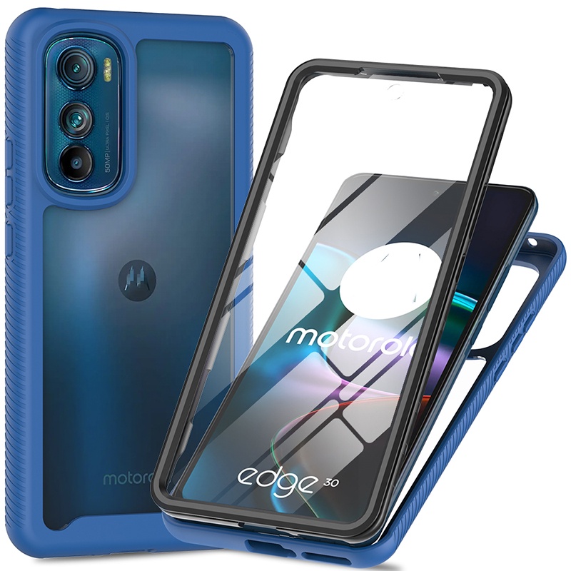 Para Motorola Edge 30 5G Capa 360 Graus De Proteção Total , Com Película De Tela PET Snap-fitting Transparente 3 Em 1