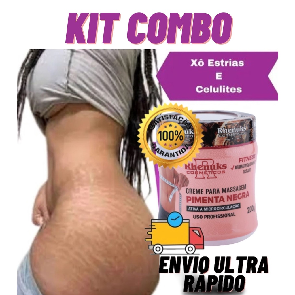 KIT Combo 10 UN - Gel Creme para Estrias Corporal Feminino Removedor de Estrias & Marcas da Gravidez Celulite e Reduz Medidas Rapido