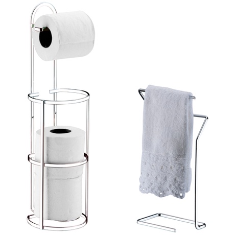 KIT banheiro LAVABO CROMADO 02 PEÇAS, PORTA TOALHA BANCADA  E PAPELEIRA chão MARCA FUTURE MODELO 1891 E 1609