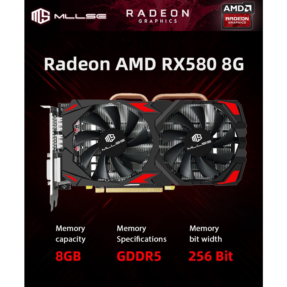 Placa De Video Amd Radeon Mllse Rx 580 8gb Gddr5 256 Bits Nova! RODA TUDO!!