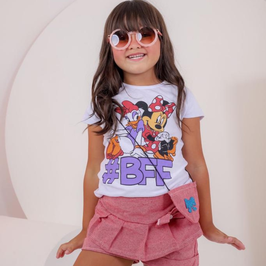 Conjunto Infantil Feminino Menina (Bolsinha incluso) Estampa Sortidas