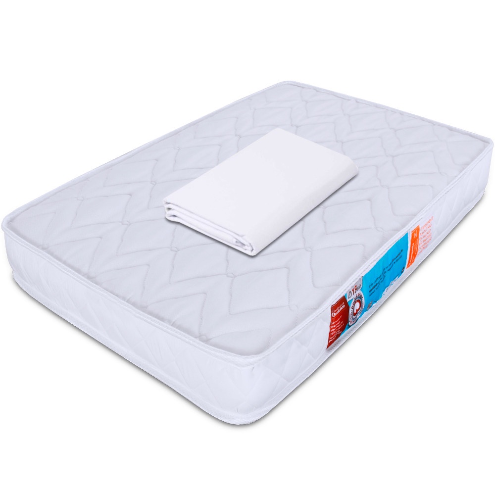 Colchão para Berço Desmontável Chiqueirinho Cercadinho 100x70x10cm + Lençol Avulso com elástico Percal 180 Fios Antialérgico - BF Colchões