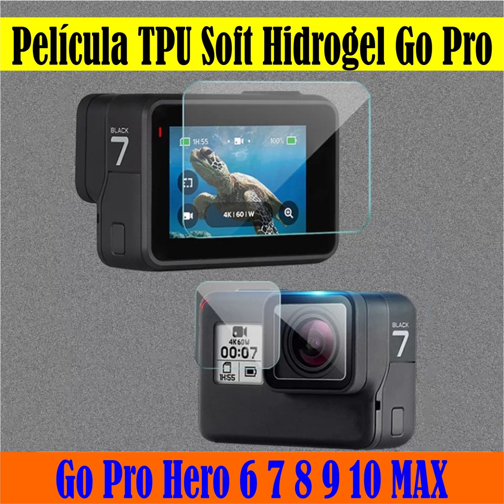 4 Películas Câmera GO PRO HERO TPU SOFT Hidrogel anti riscos Anti Impacto + KIT aplicação