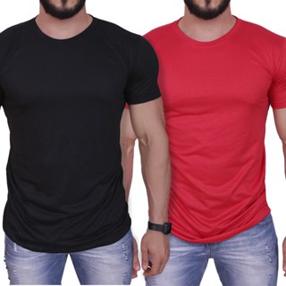 Kit 2 Camisetas masculina longline basica slim camisa masculina em Oferta na Shopee