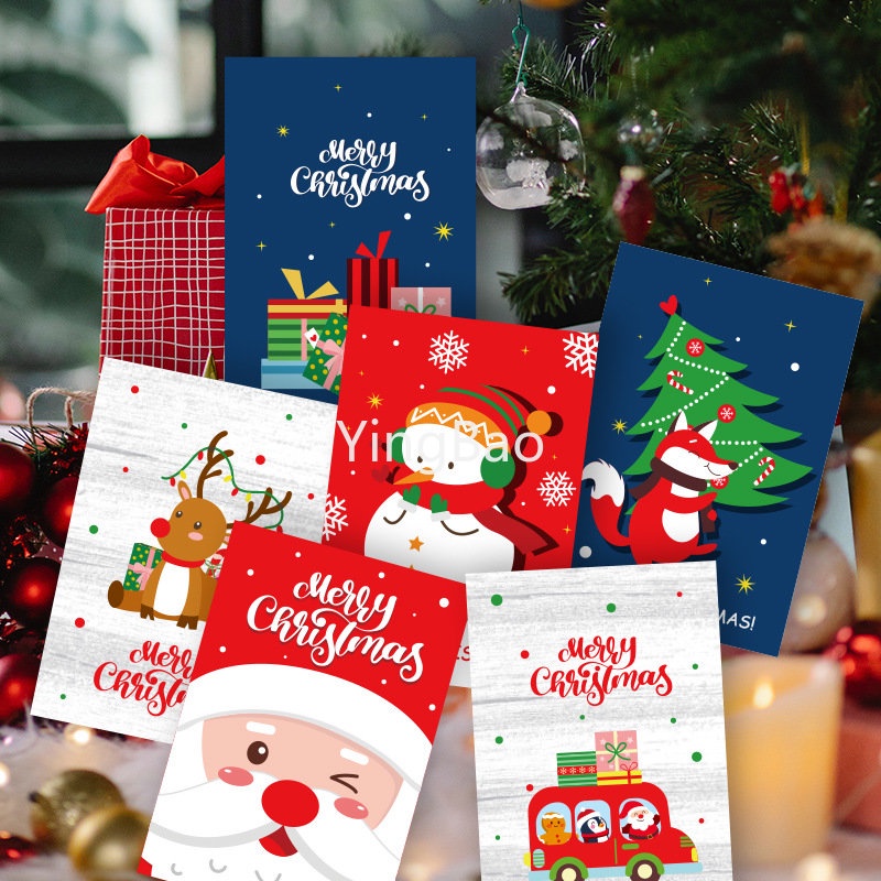 10Pcs Feliz Natal Cartões De Boas Festas Cartão Design Fofo Para 2023  Postal De Ano Novo | Shopee Brasil