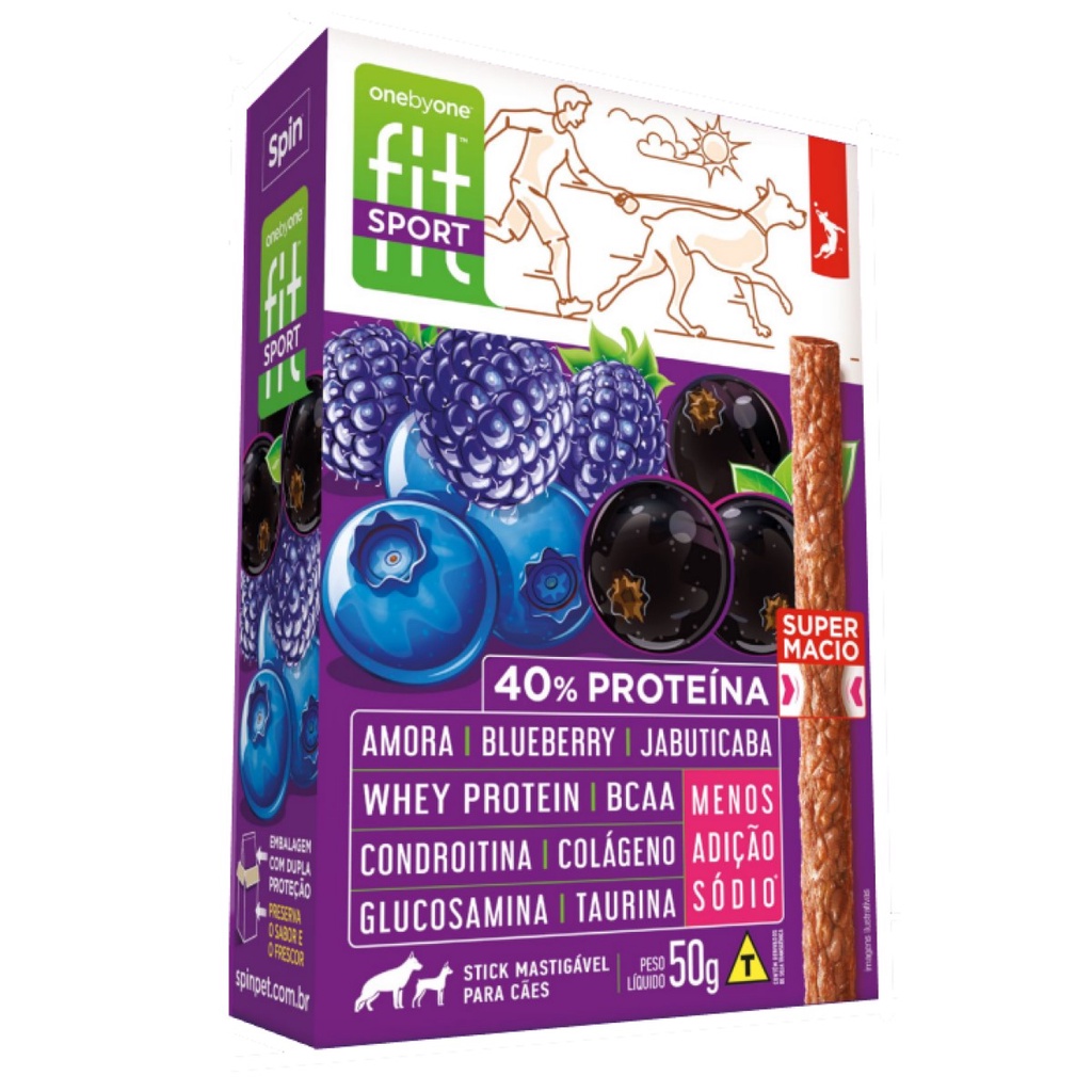 Spin Pet Fit Sport Stick de Carne Amora,BlueBerry,Jabuticaba