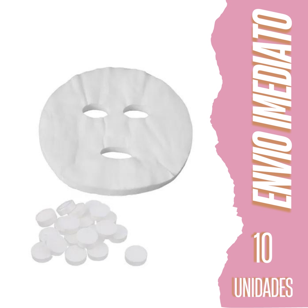 Kit 10 Máscara Facial Desidratada Comprimido Compacta Descartável Skin