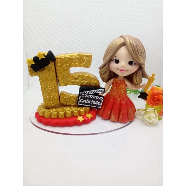 Vela Topo De Bolo De Aniversário Festa Comemoração Decoração Tema 15 anos com boneca Somente  esse modelo