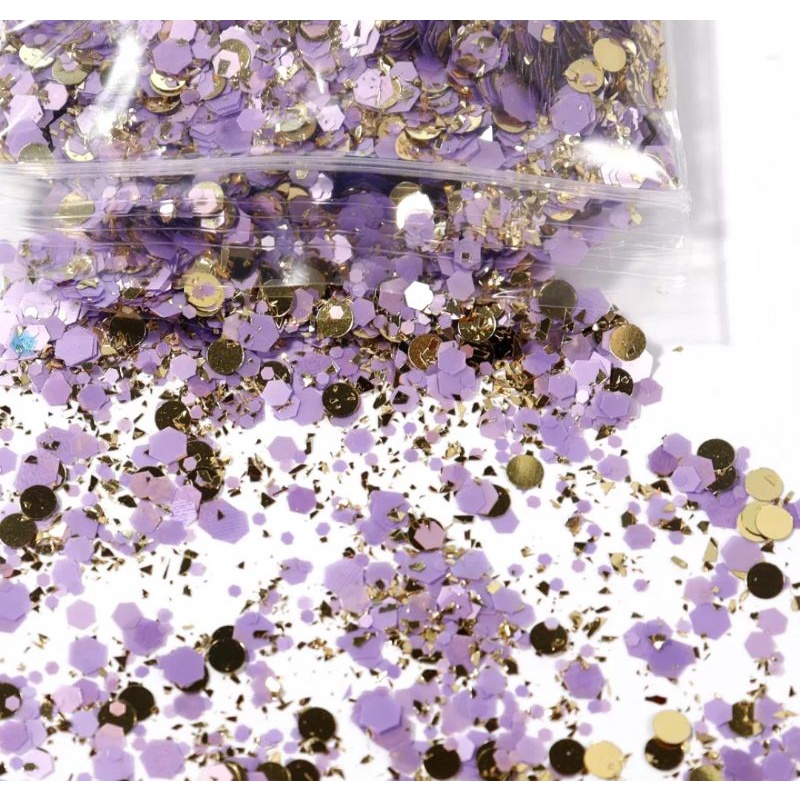Glitters Flocado Algodão Doce 12g Para Artesanato Unhas Nail Design Resina Chunky Misturado Hexágono