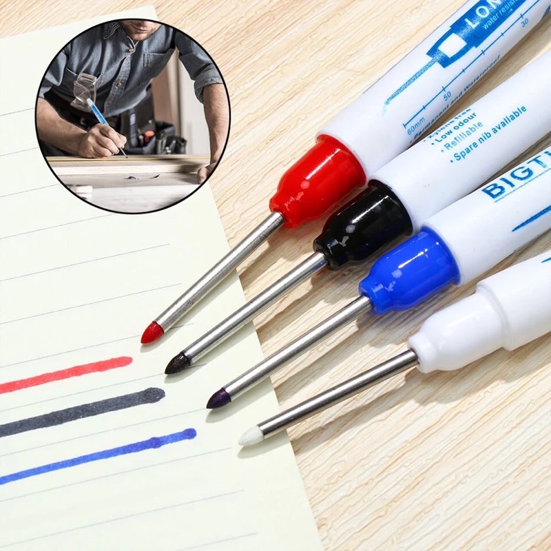 Caneta Marcador Permanente de Ponta Longa À Prova D'água 1mm / Multiuso / Carpinteiro