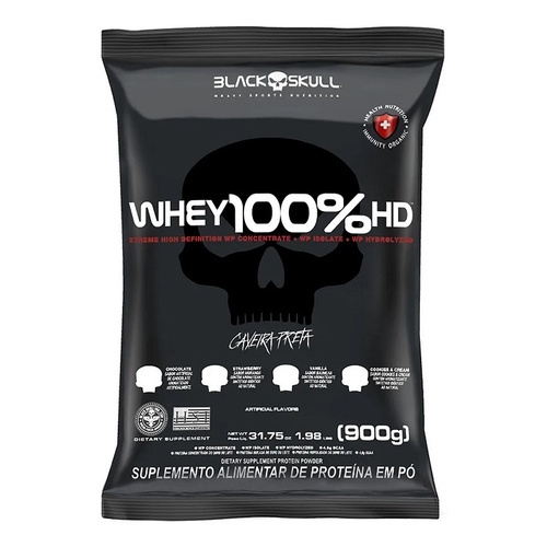 Whey Protein 100% 3W Hd Refil Black Skull 900g (wpc, Wpi E Wph)