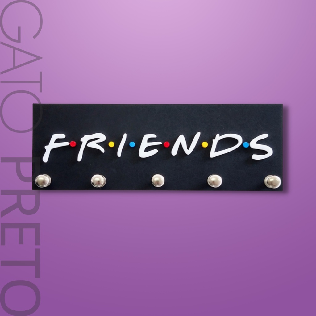 Porta Chaves Decoração Friends Série TV Alto Relevo 3D Madeira MDF e Acrílico Com Fita Dupla Face Adesiva Colorido