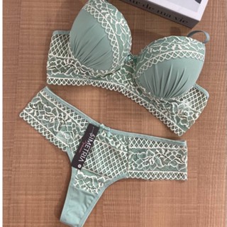 Kit 2 Conjuntos Lingerie Rendado Bicolor Com Calcinha Fio - Moda Íntima