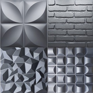 PLACA 3D DECORATIVA 50x50cm PVC - PRETA
