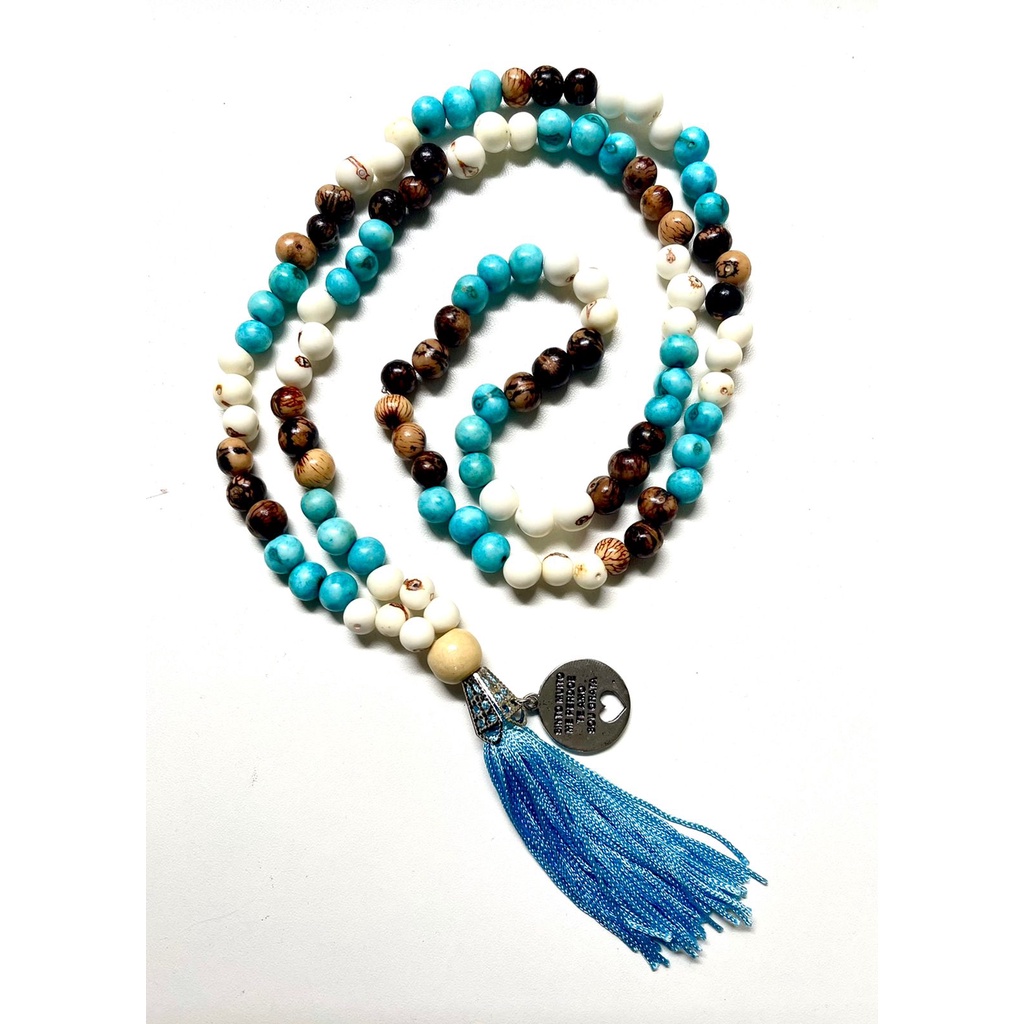 Imagem Japamala modelo bete russo tassel azul 108 contas tendencia