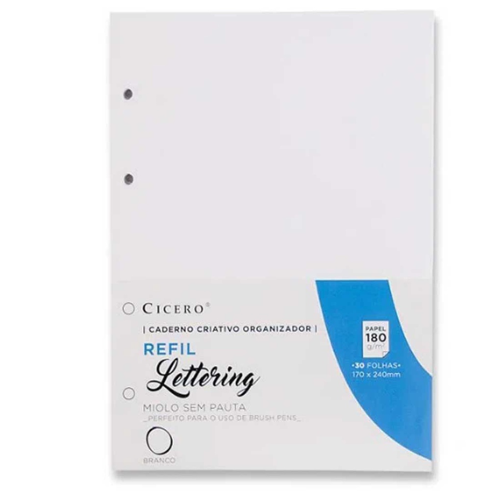 Refil Caderno Argolado 30FLS Offset 180g Lettering 17x24 | Shopee Brasil