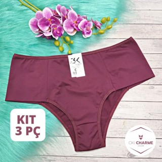 kit 3 calcinha tangão microfibra pala lateral dupla compressão lingerie confortável (kit 3 PAULA)