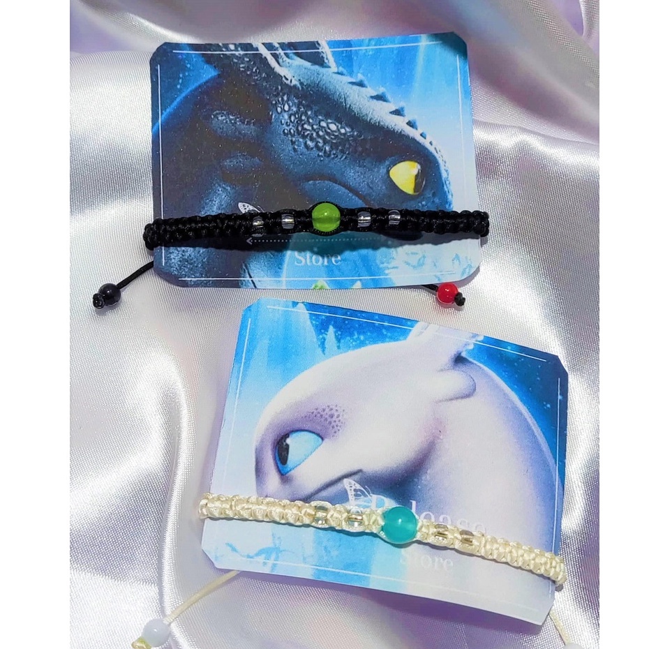 Par de Pulseiras Macramê brilha no escuro Como treinar seu dragão para casal casais amigas amigos friends