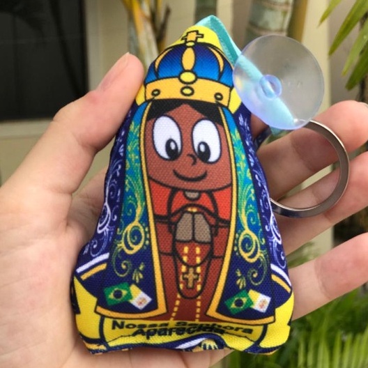 Chaveirinho Naninha Mini Nossa Senhora Aparecida Rogai por Nós Azul Religioso