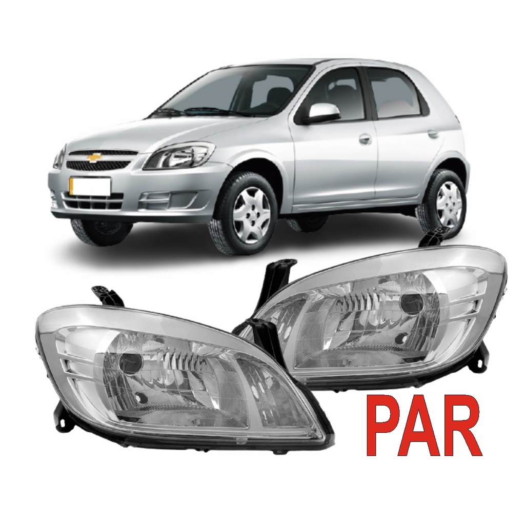 Par Farol Celta Life Spirit LT LTZ Prisma Joy Max 2006 2007 2008 2009 2010 2011 2013 2013 2014 2015 Mascara Cromada