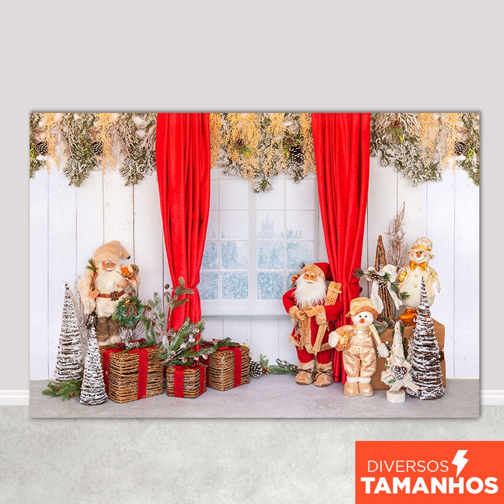 Fundo Fotográfico Natal Cenário Papai Noel Boho Painel Em Tecido Sublimado para Foto em Oferta na Shopee