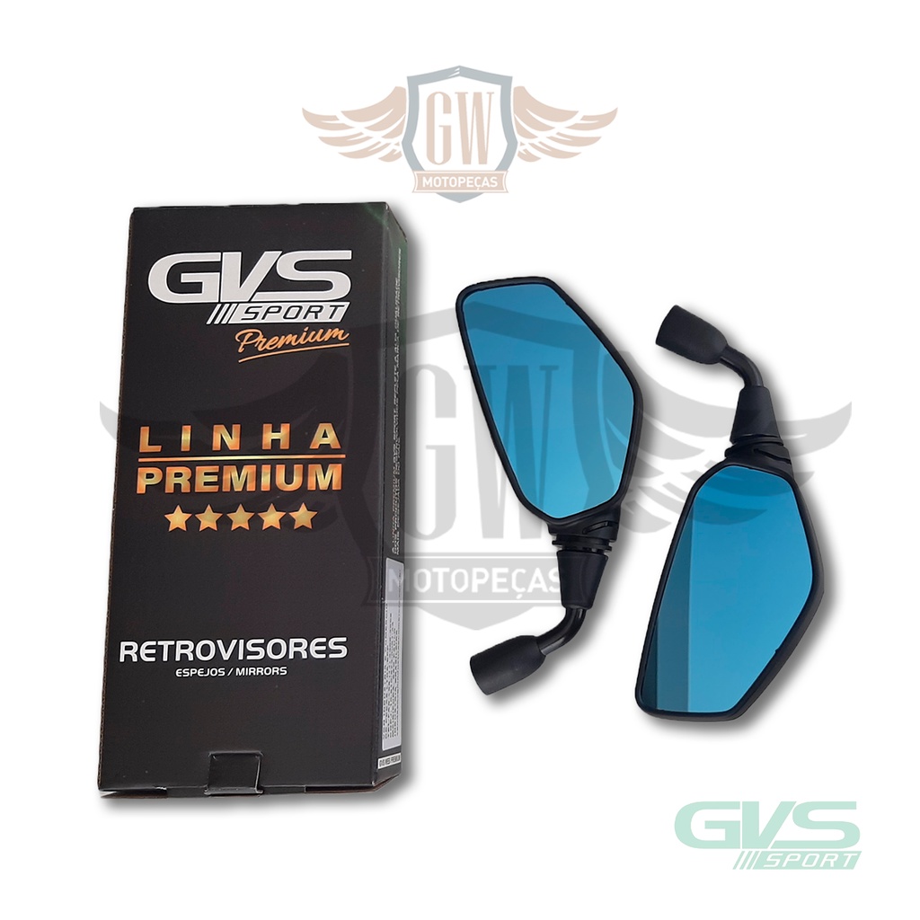 Retrovisor Rouser Gvs Honda Rebaixado Lente Convexa Azul em Oferta na Shopee