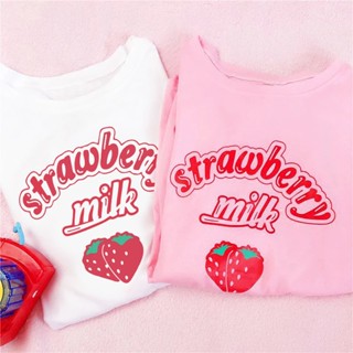 Camiseta T-Shirt Strawberry Milk Aesthetic Harajuku - UNISSEX