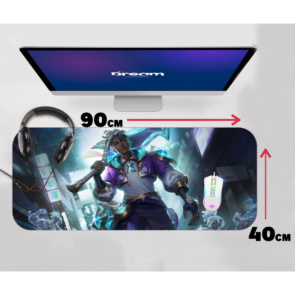 Mouse Pad Gamer Ekko League of Legends LOL Extra Grande 90x40 70x30 60x40 Personalizado borda costurada mousepad