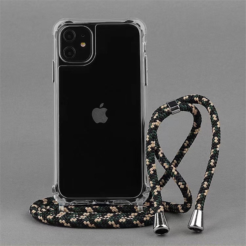 Tiracolo Colar Corda Cordão Transparente Capa Rígida Para iPhone 13 12 MiNi 11 Pro Max XS XR X 8 7 Plus SE 3 14 Macia