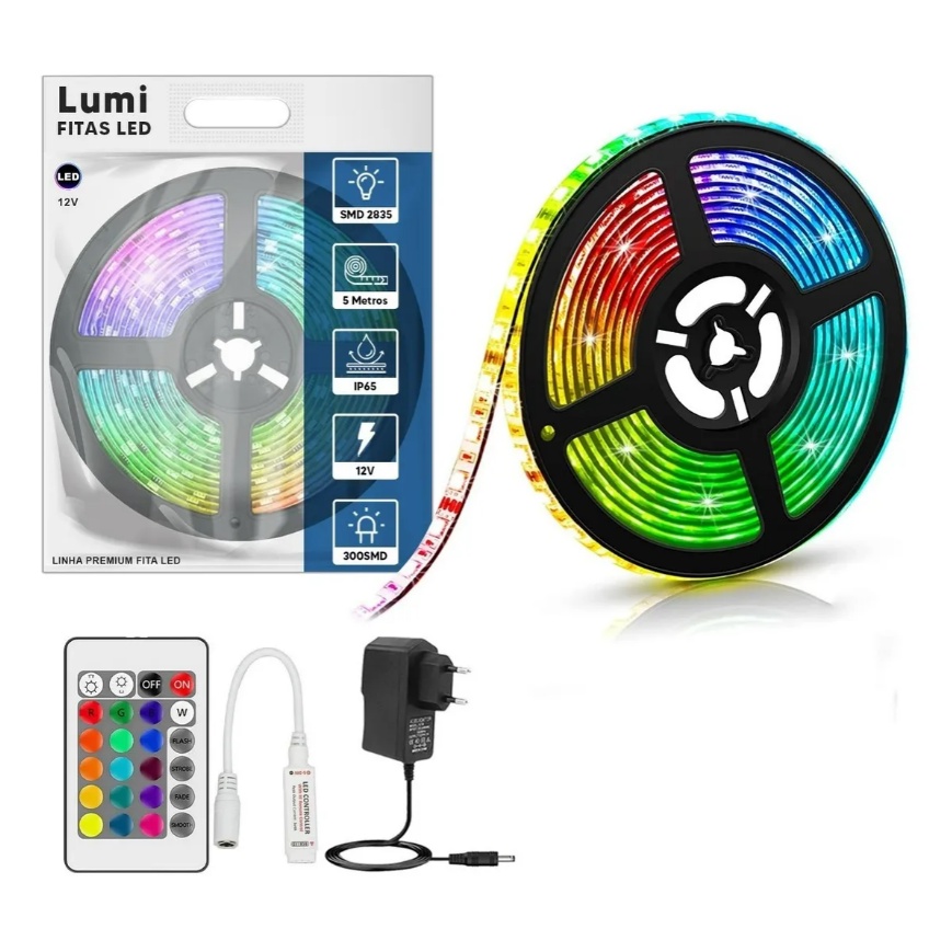 Fitas LED 3528 Rolo 5m 300 Leds Com Silicone Ip65 Prova Dágua Bivolt Rgb Branco Frio/branc...