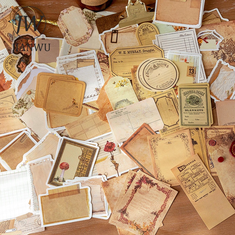 JIANWU 100 Folhas Pacote De Material De Diário Retro-Lavável Simples Memo Pad Scrapbooking Fundo Decoração Notas Papelaria em Oferta na Shopee