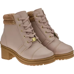 Bota Montaria Infantil Coturno Feminino Menina Cano Curto Salto Grosso Baixo Plataforma Confortável