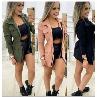 PARKA Casaco Feminino Bengaline Sobretudo Jaqueta de Frio Moda Blogueira