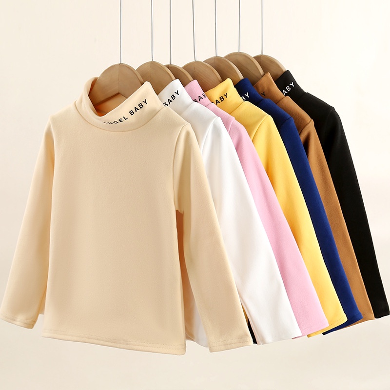 [ZY] Camiseta De Manga Comprida De 90-160CM Para Crianças Casual T Espessada Fundo Quente Baby Simple Underwear Cor Sólida All-Match Top Versão Coreana Roupa Infantil Pronta